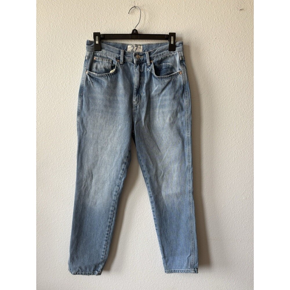 Free People We The Free High Rise Tapered Mom Jeans Blue Size 27